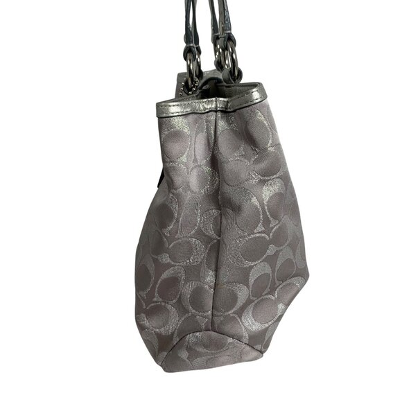 Coach Lynn Soho Signature C Jacquard Tote Bag Purse Metallic Silver F18912 + Fob - Picture 6 of 16